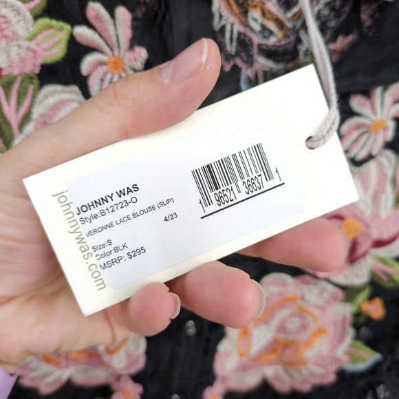 Johnny Was Veronne Lace Embroidered Black Button Up Blouse Shirt Boho Chic Small - Picture 5 of 8